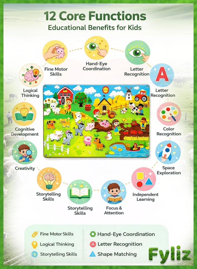 Fyliz 41PCS Farm Animals Felt Story Board Set - Preschool Barnyard Theme Interactive Storytelling Kit, Wall Hanging Busy Board for Toddlers Kids 4+, Early Learning Educational Play Toys - Image 5
